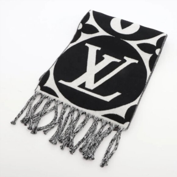 Louis Vuitton LV Medallion Scarf Noir x White - Picture 1 of 4